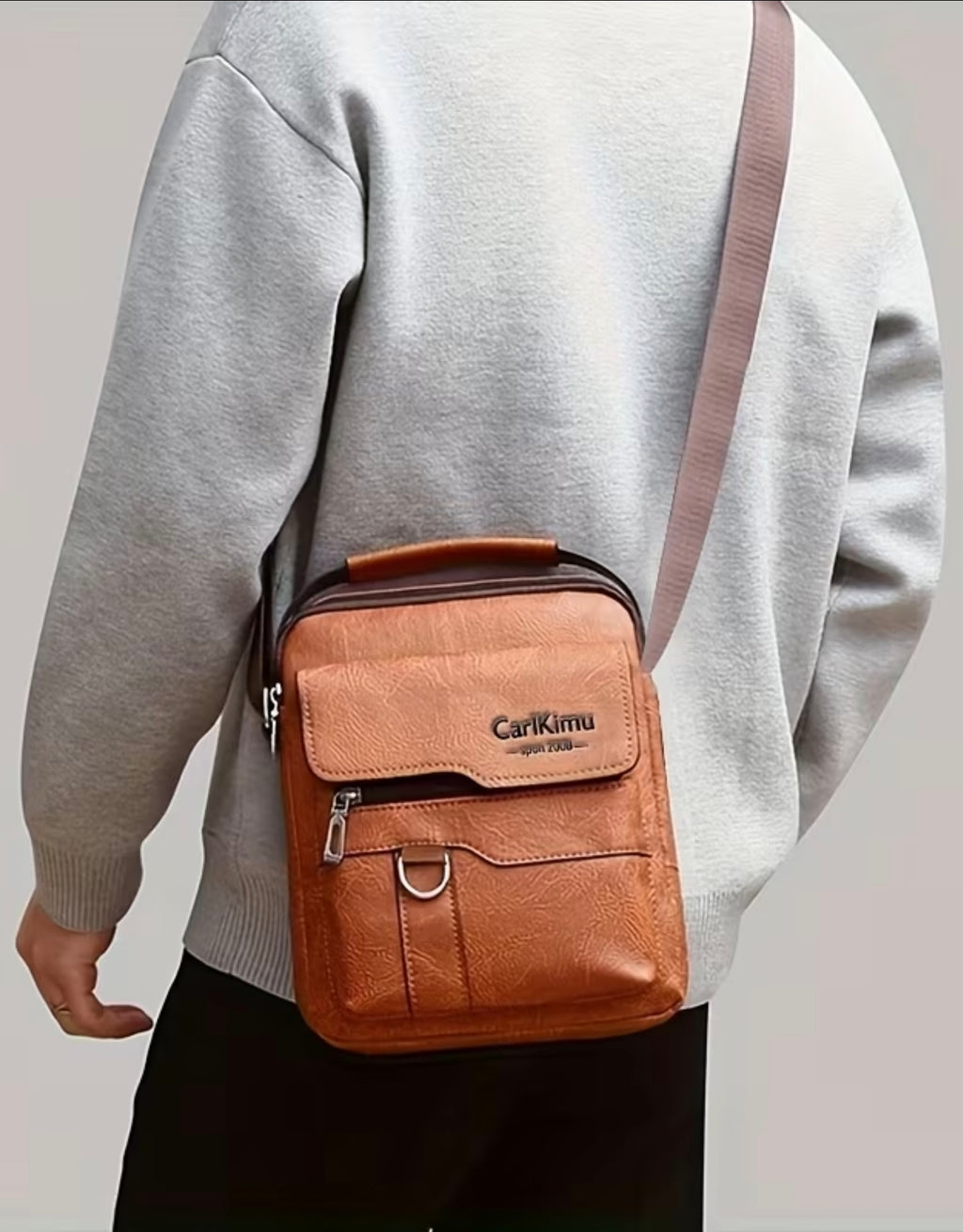 Men's Casual Crossbody Bag Zipper Shoulder Handbag